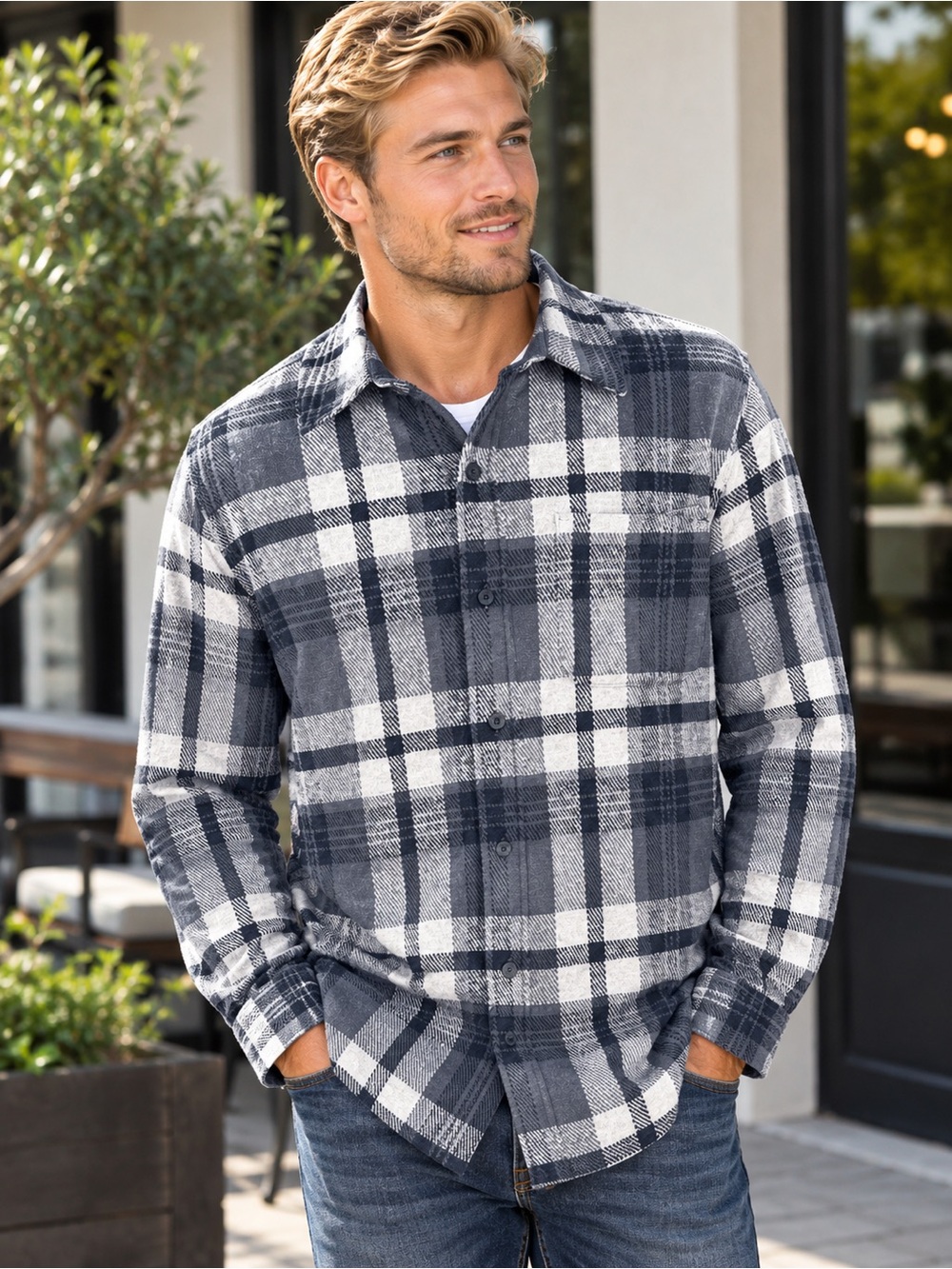 VINCE PLAID BUTTON DOWN SHIRT*******SIZE: LARGE